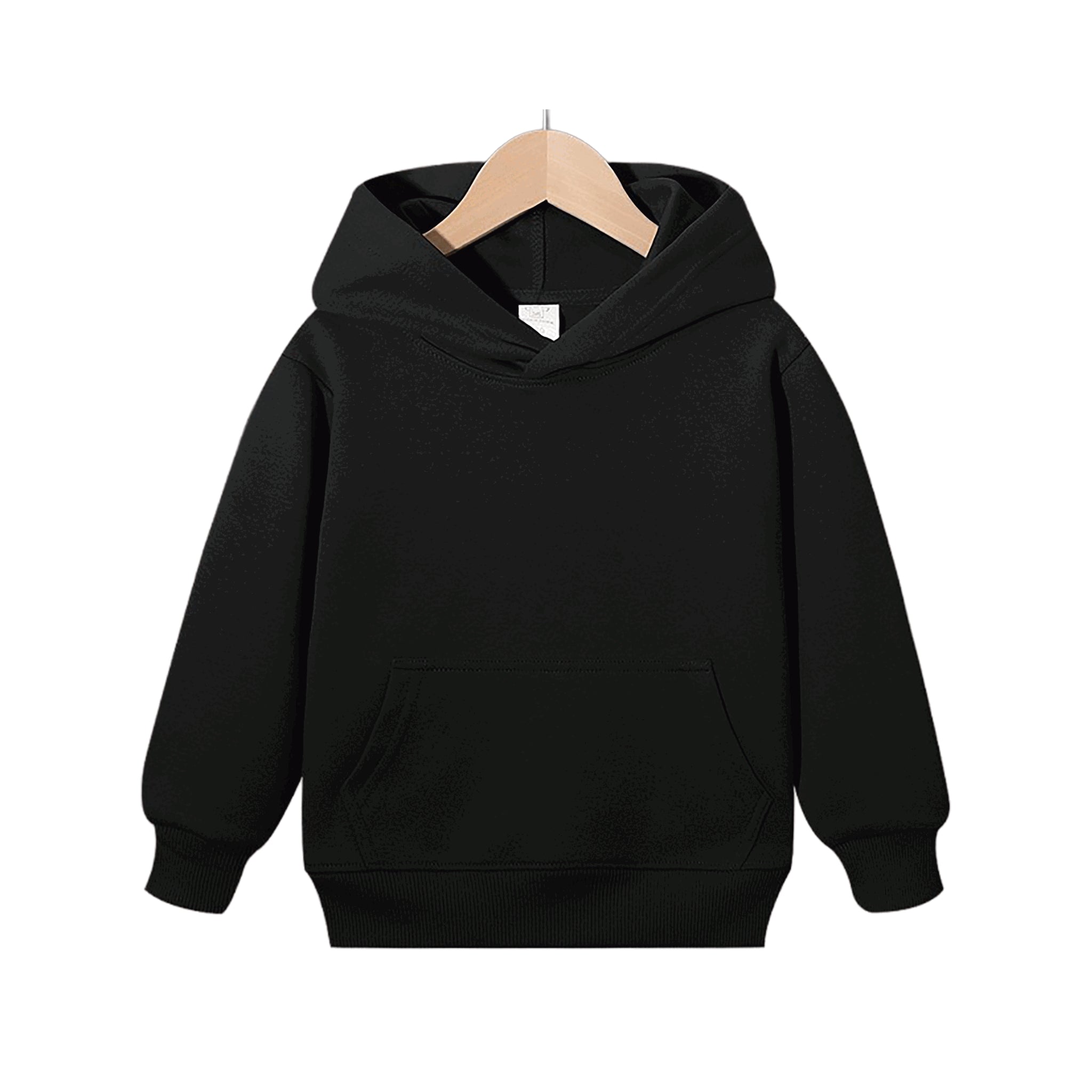 Blanko Kids Fleece Hoodie aus Baumwolle, personaliserbar - Black